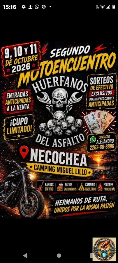 Flyer de Segundo Motoencuentro Huérfanos del Asfalto, por Huérfanos del Asfalto