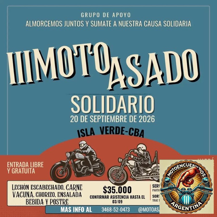Flyer de III Motoasado Solidario, por Grupo de Apoyo