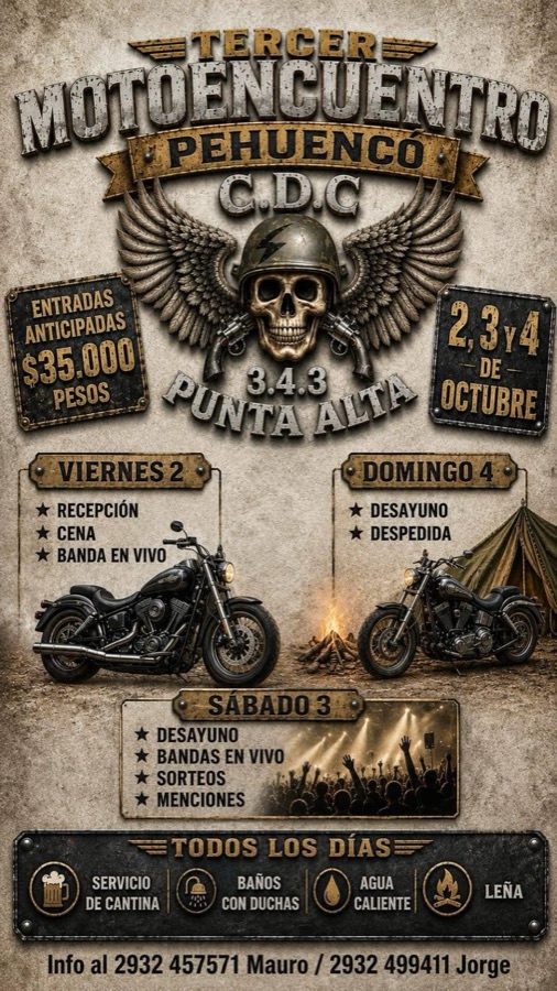 Flyer de TERCER MOTOENCUENTRO PEHUENCO C.D.C, por Pehuenco C.D.C