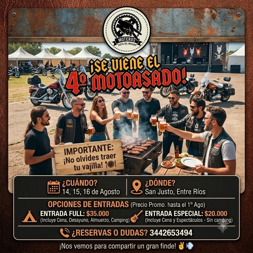 Flyer de Motoasado Moteros Costa del Uruguay, por Moteros Costa del Uruguay