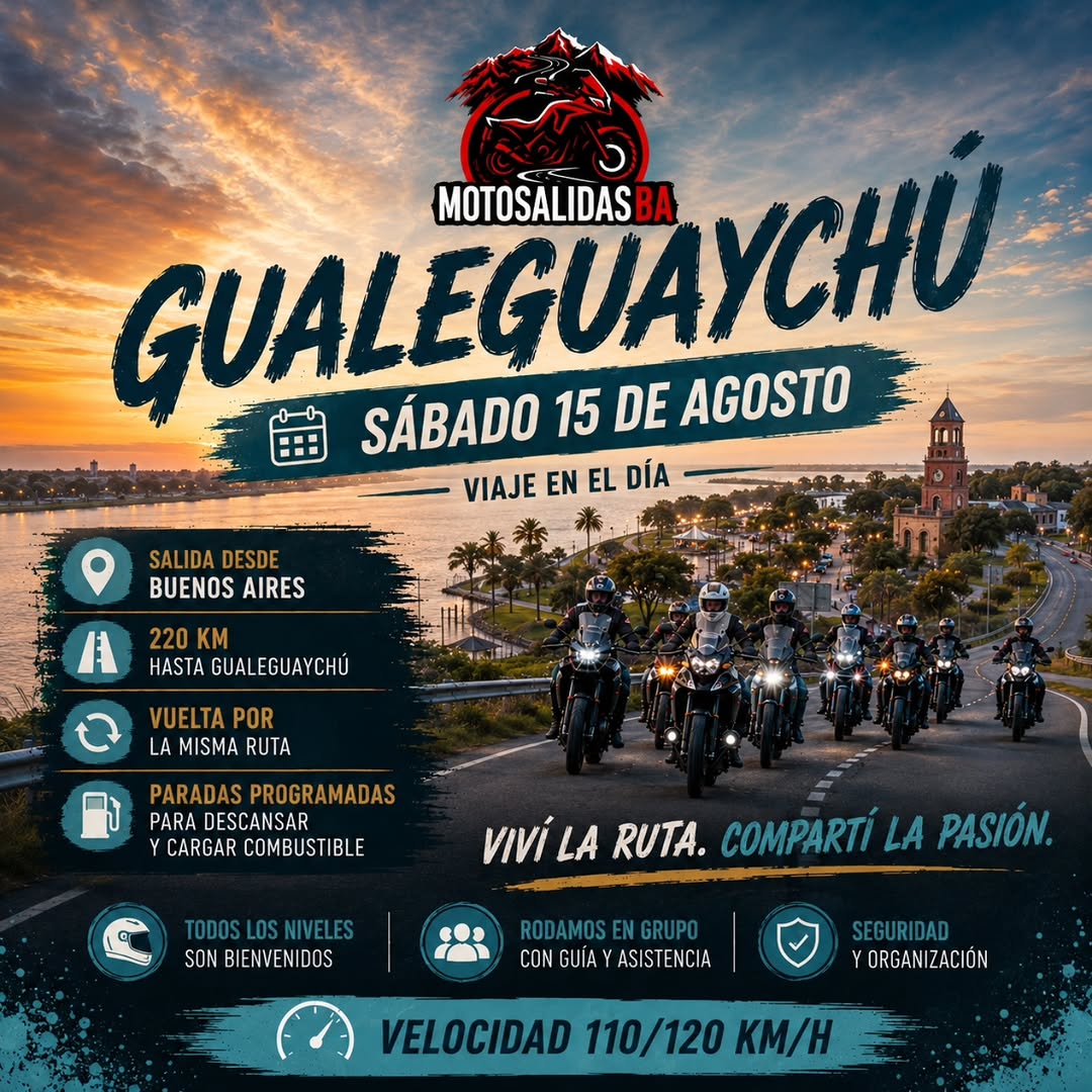 Flyer de Salida MotosalidasBA a Gualeguaychú, por MotosalidasBA