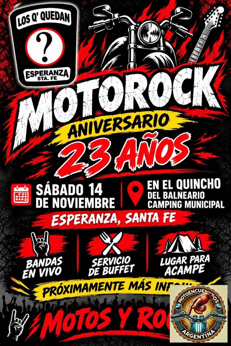 Flyer de MotoRock 23° Aniversario — Los Q' Quedan, Esperanza, por los.q.quedan