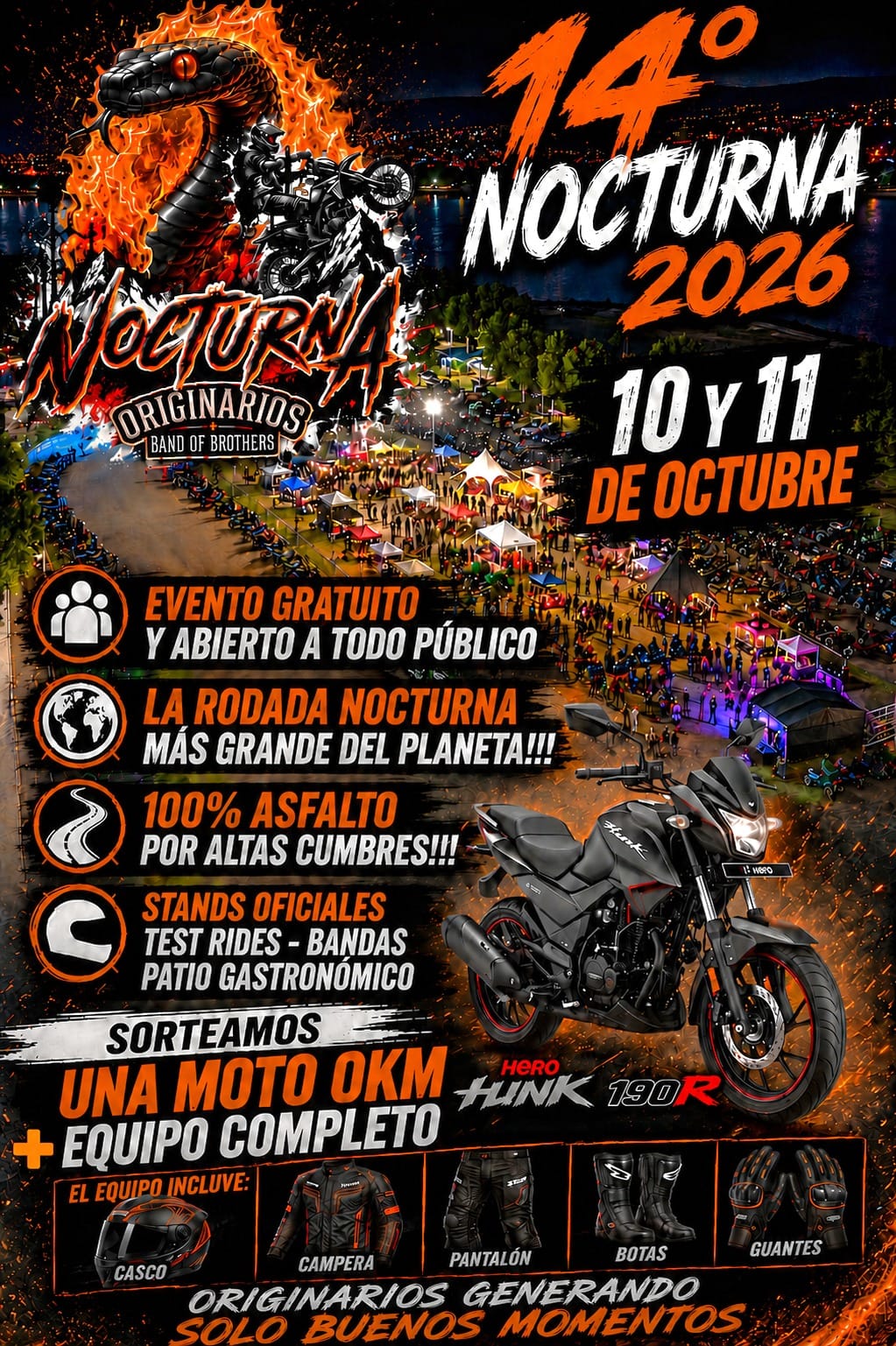 Flyer de Rodada Nocturna 2026 — Originarios Band of Brothers, por originarios_band_of_brothers