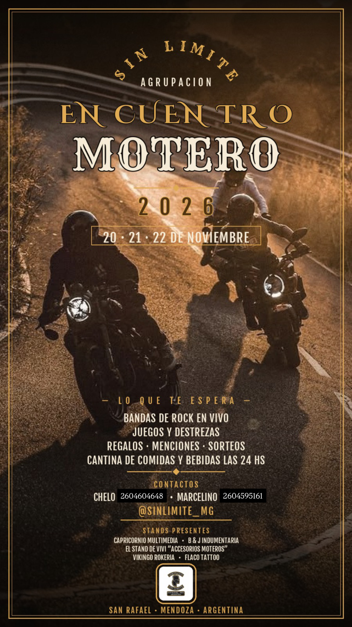 Flyer de Encuentro Motero 2026 “SIN LÍMITE”, por sinlimite_mg