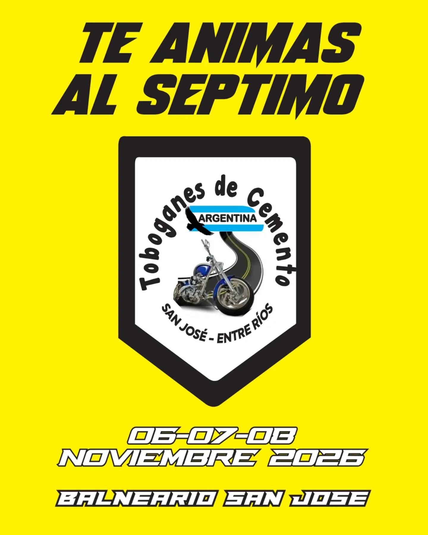 Flyer de 7° Motoencuentro Toboganes de Cemento — San José, por toboganesdecementosj