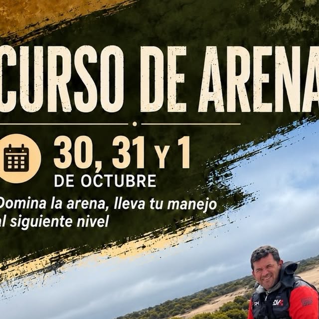 Flyer de Curso de Manejo en Arena — Mar Azul (octubre) con Sergio Petrone, por instructor_motos_offroad