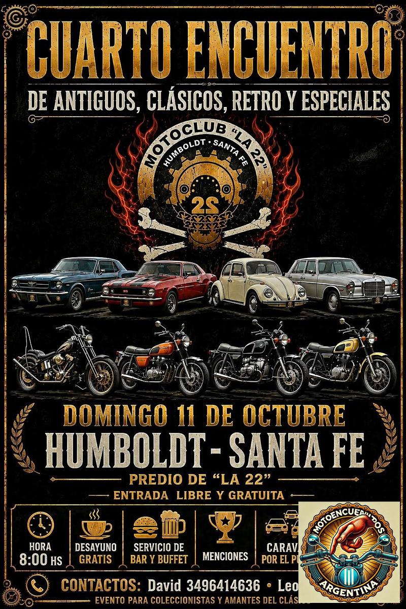 Flyer de 4° Encuentro de Antiguos, Clásicos, Retro y Especiales — Motoclub La 22, por GP3 Sports (Campeonato Argentino de Velocidad)